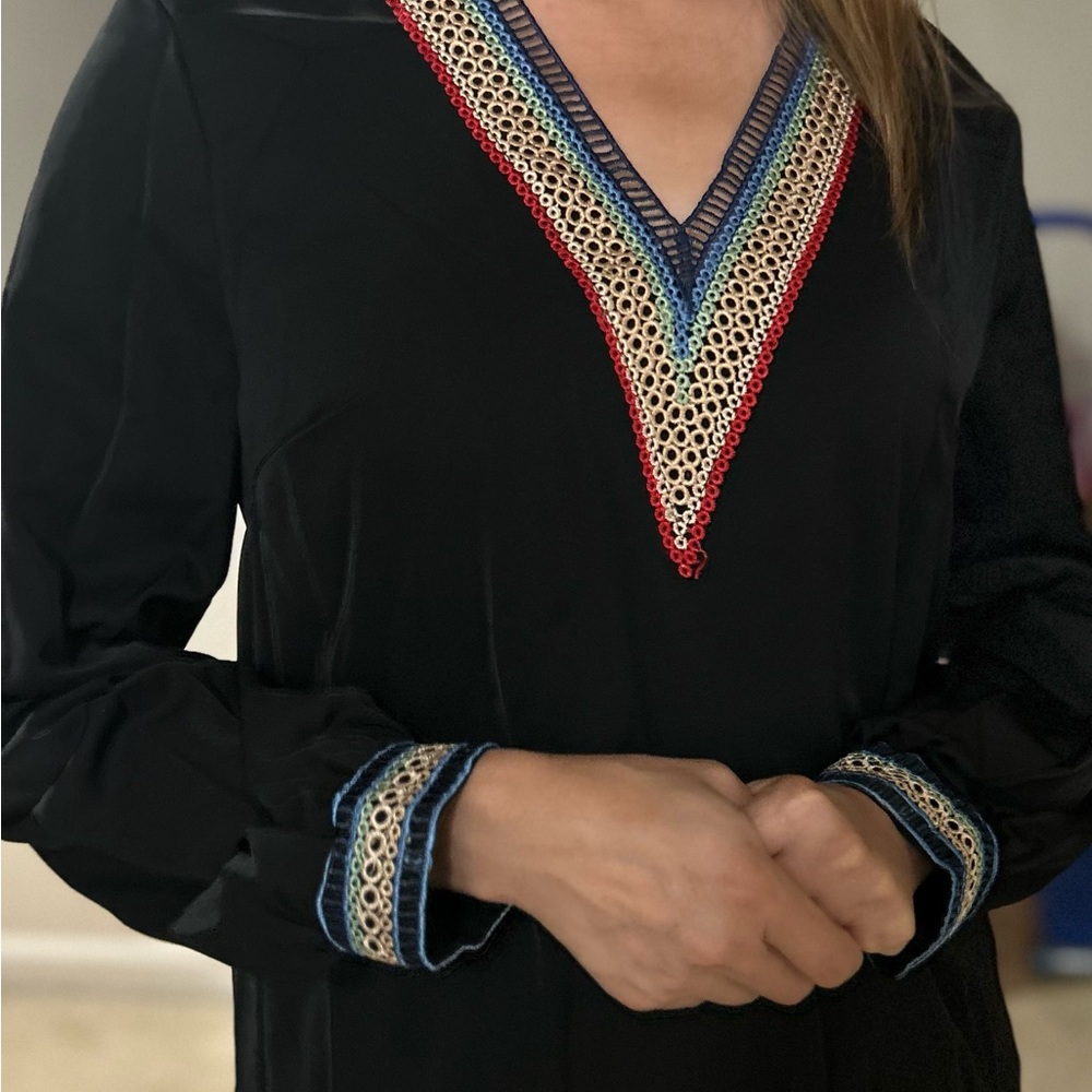 Embroidered Black Women's Top